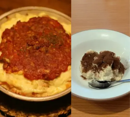 焼チーズミラノ風ドリアとティラミス クラシコ、ドリンクバーの甘党セット